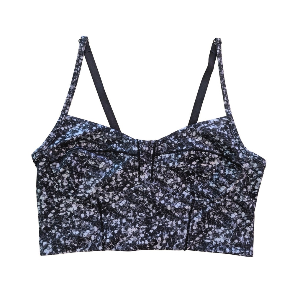 Lululemon Core Set Bra Shimmy Shimmer Black White Longline Sports Bra Yoga Chic